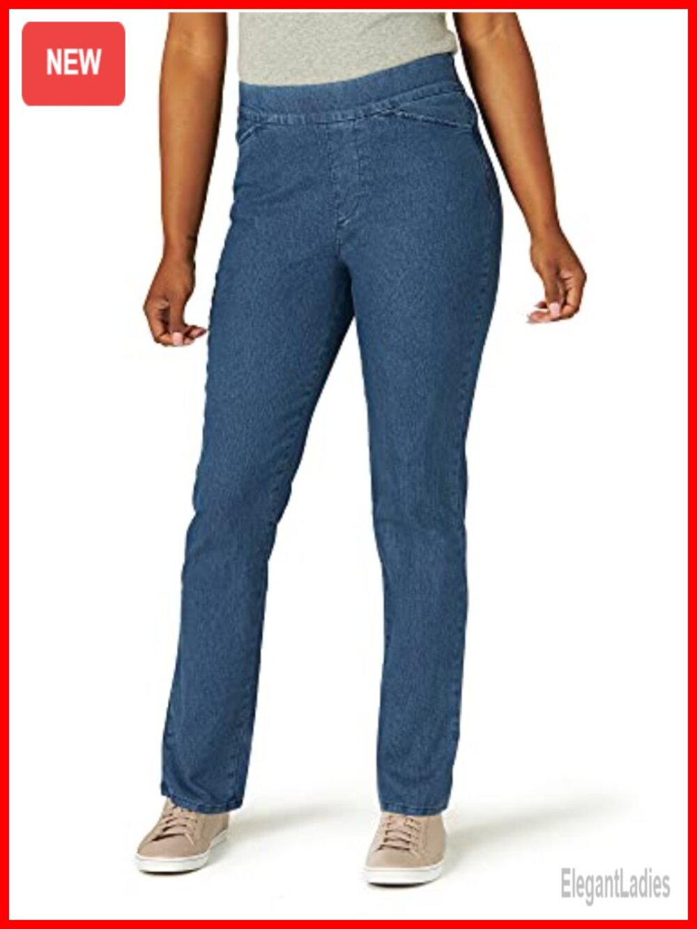 Women's Easy-Fit Pull-On Stretch Denim Skinny Pants with Welt Pockets
